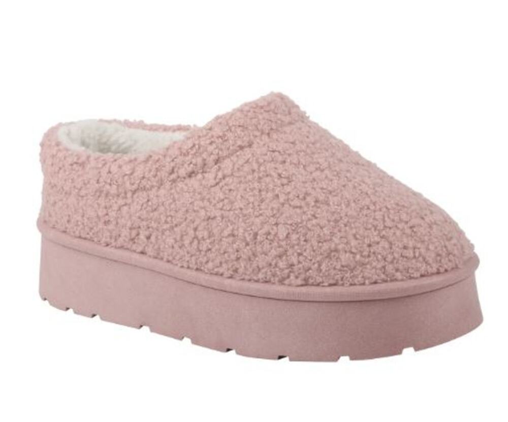 New Love 83 Pink Big Girls Teddy Sherpa Scuff Platform Slipper Size 3